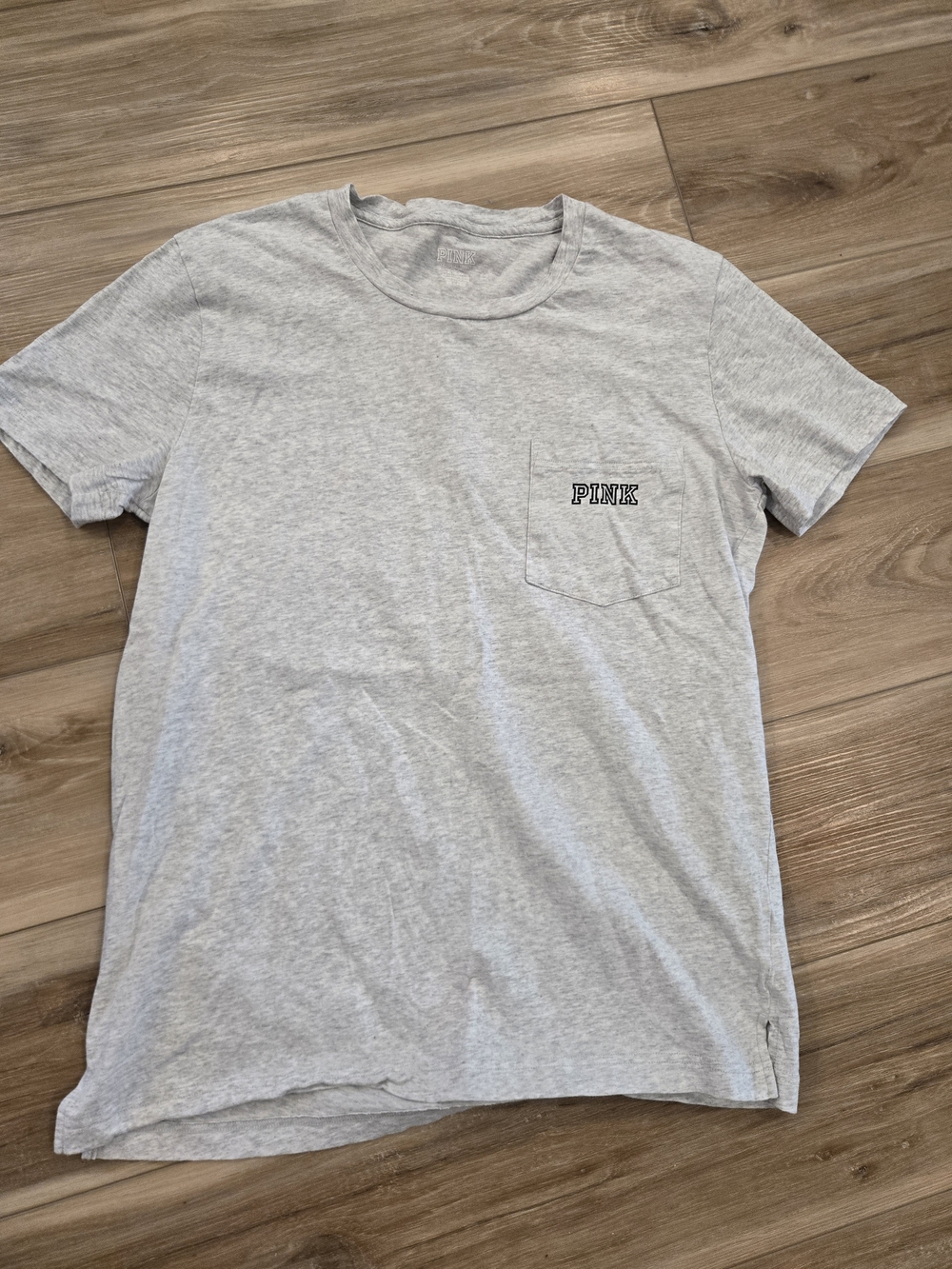 PINK Victoria's Secret Light Gray Short Sleeve Pocket Tee